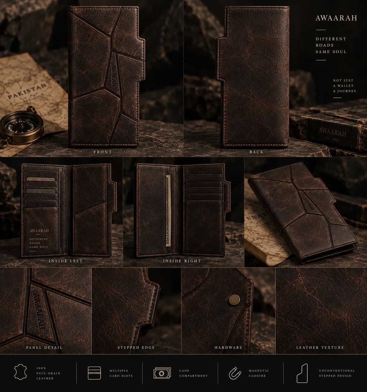 Stepped Trail Long Wallet